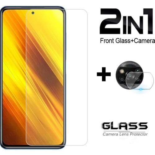 2 IN 1 Tempered Glass+Camera Len Film For Xiaomi Redmi 9 9A 9C 8 8A Dual 7A Note 7 8 8T 9S 9 Pro Max Mi 9 Lite SE 9T Pro Poco X3
