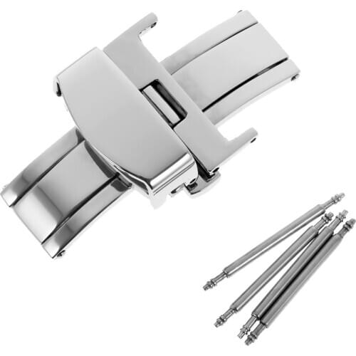 Butterfly Deployment Buckle Watch Clasp Double Push Button Strap Band 18/20mm