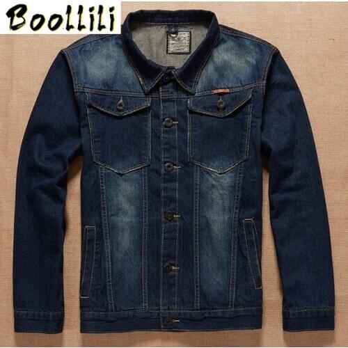 Plus size L - 5XL 6XL 7XL biggest Chest 145cm Blue Denim Jeans Jacket New 2020 Spring Autumn Winter Clothing
