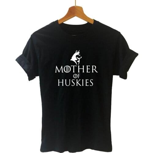 New Mother of HUSKIES Graphic Harajuku T Shirt Women Short Sleeve O-Neck Cotton Dog Huskie T-shirt Girls Tee Tops