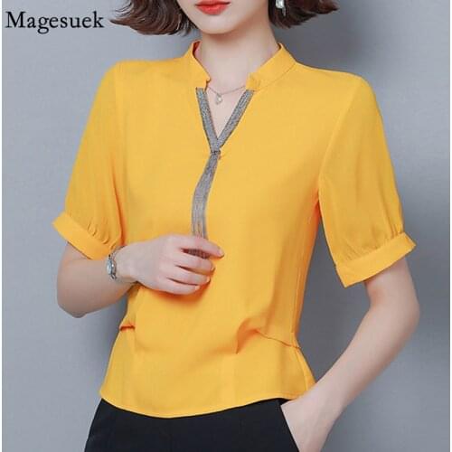 Women Casual Solid Chiffon Blouse for Women Tops 2021 Summer Plus Size Shirts Tassel V-Neck Loose Woman Blouses Blusas Mujer4662