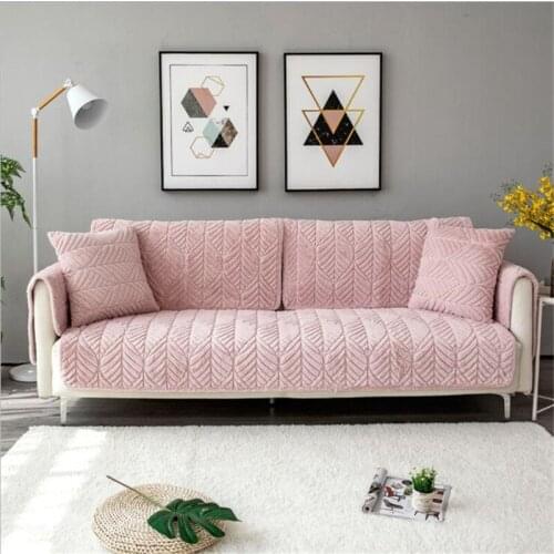 Winter Thicken Warm Plush Sofa Cover leaves pattern Slip Resistant Slipcover Seat Couch Cover Sofa Towel for Living Room Decor