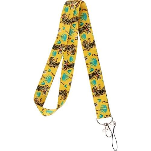 10pcs Lovely tiger Lanyard Keys Phone Holder Funny Neck Strap With Keyring ID Card DIY Animal webbings ribbons Hang Rope