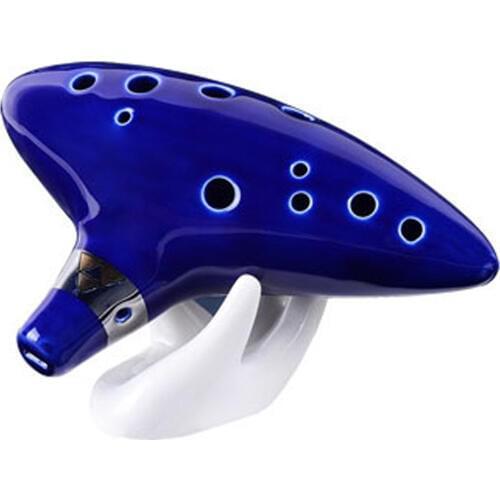12 Hole Ocarina Ceramic Alto tone C Ocarina Flute Blue Instrument free shipping portable wind instrument OF02