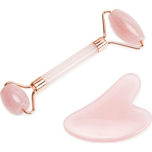 2pcs/set Face Massage Roller Gua Sha Scraper Board Face Lift Up Wrinkle Remover Gouache Scraper Facial Lifting Beauty Skin Care