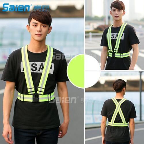 Reflective Vest 2 Pack, Elastic and Adjustable Reflective Gear for Running, Walking, Jogging,Cycling,Motorcycle (Green)