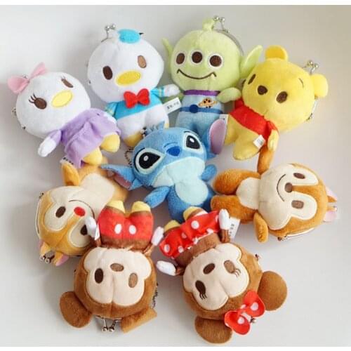 3 pcs /set DISNEY 10 cm Mickey minnie Mouse girls plush toys cute Stitch Pendant accessories Coin package Kids Birthday Gift