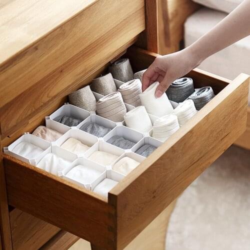 6-pack honeycomb drawer sorting divider plastic transparent free combination underwear panties socks lattice storage box