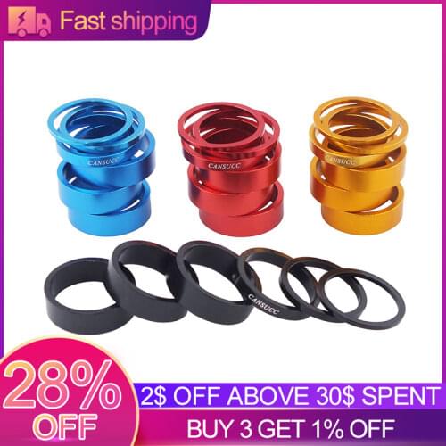 6x Bike Headset Washer Bicycle Front Fork Spacers Aluminum Alloy Mountain Road Bicycle Headset Spacers Ring Gasket