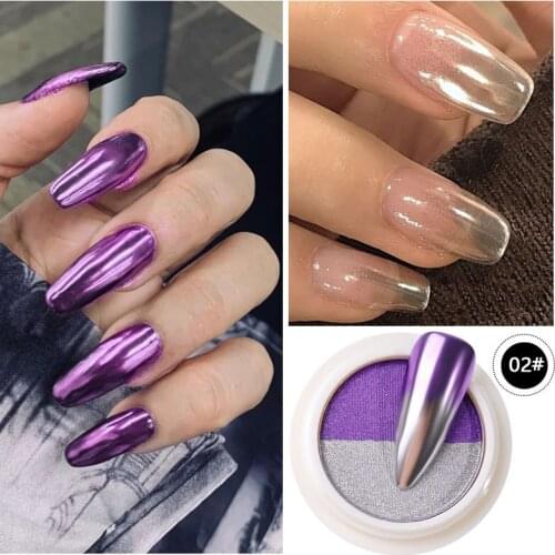 Nail Glitter Laser Powder Two-color Gradient Mirror Effect Nail Art Sequin Powder Auroras Effect DIY Design Decoration Hot TSLM1