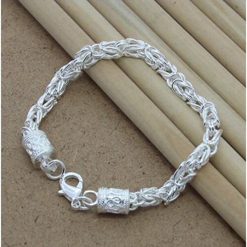 Mens Bracelet 925 Sterling Silver Chain Link Bracelet & Bangle for Women Wedding Party Jewelry Accessories Gifts Pulseira