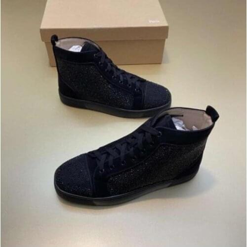 Designer Brand Sneakers Leisure Lace Up Black red blue white leather with Spikes Red bottom sneakers For Men Womem casual shoes