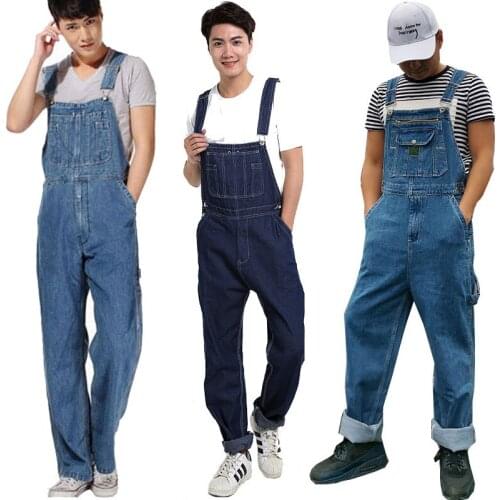 Jeans For Men Mens Denim Overalls Mens Overalls Jumpsuit Large size 28-48 50 strap Straight pants Blue jeans