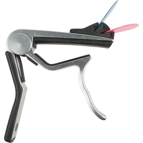 Guitar Capo With Pick Holder For Acoustic Electric Classical Guitar(Color:Silver)