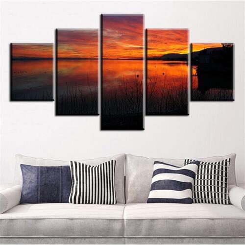 5 pcs one amazing-sunset-colors-nature NO FRAME Oil Painting Canvas Prints Wall Art Pictures For Living Room Decorations