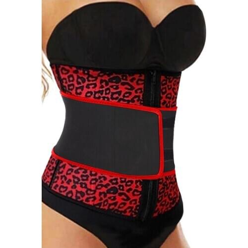 Red/Gray Neoprene Leopard Waist Cincher Postnatal Corsets & Bustiers Sexy Bustiers Slimming Belt Underbust Corset