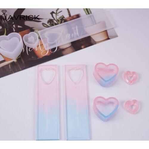 Crystal Epoxy Resin Mold Heart Shaped Box Hollow Pendant Bookmark Casting Silicone Mould Handmade DIY Crafts Making Tools