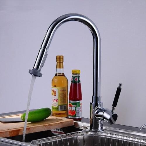 Kitchen basin brass chrome crane faucet,pull out basin faucet hot and cold water mixer tap deck mounted a faucet torneira