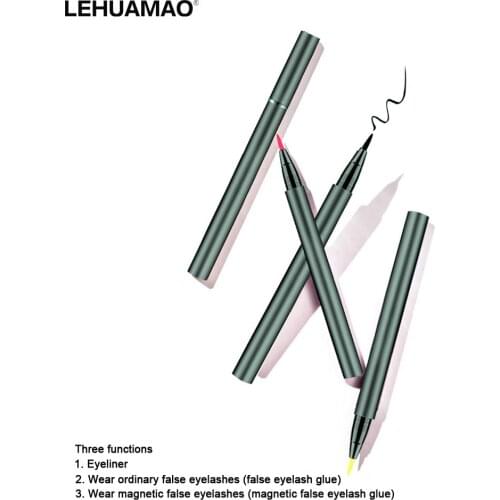 LEHUAMAO 3 in1 multifunctional self-adhesive eyeliner color self-adhesive eyeliner Magnetic adsorption eyelashes glue waterproof