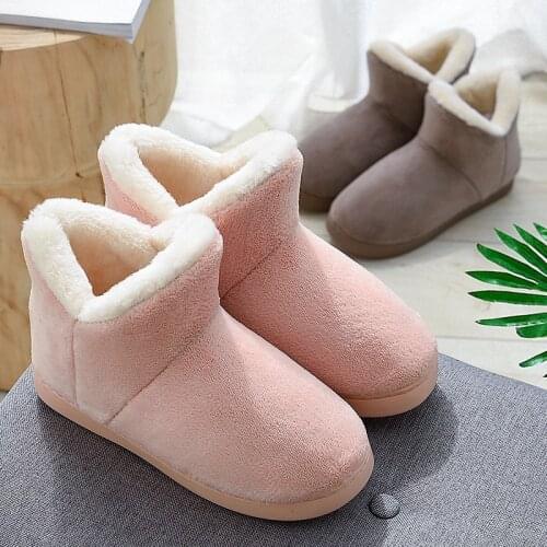 Fashion Women Men Winter Warm Fur Slippers High Top Ladies Girls House Shoes Comfort Flat Heel Home Indoor Bedroom Zapatilla