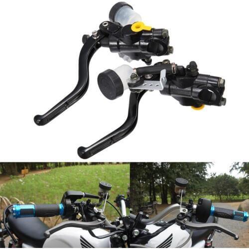 Motorcycle Adjustable Hydraulic Brake Clutch Lever Master Cylinder Metal Fit for 7/8" Handle Bar Black