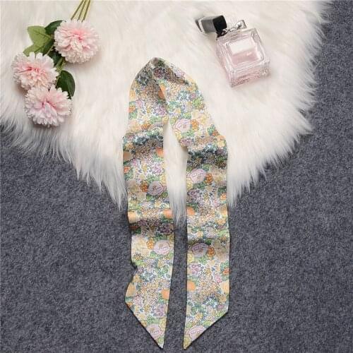 New Design Summer Silk Scarf Women Brand Scarf Skinny Hair Bag Scarves Wrist Towel Twill 100% Foulard Neckerchief Headband 2021