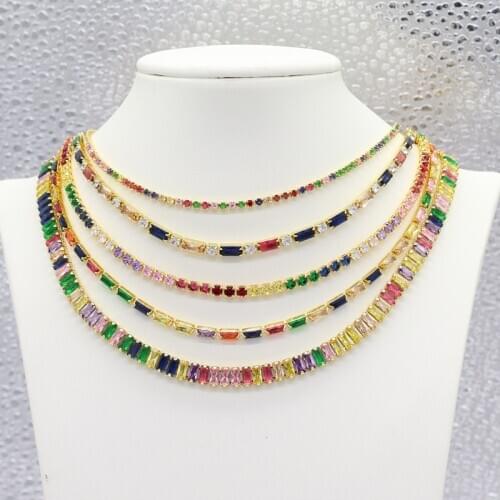 Christmas Gift Rainbow CZ Shiny Waterdrop Choker Drop Charm Necklaces Charming Woman Wedding Party Birthday Choker Jewelry