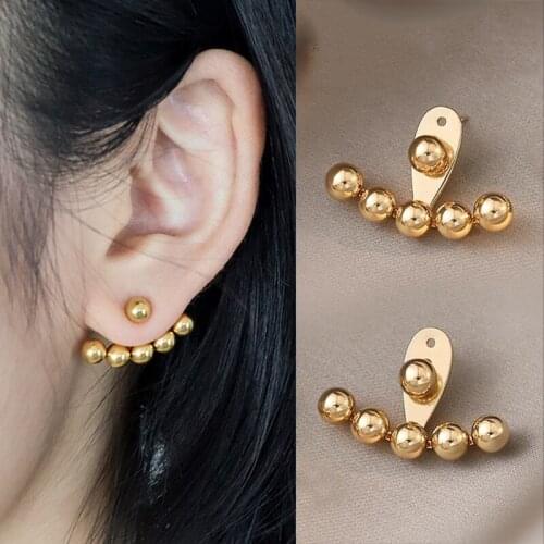 Korean Geometric Imitation pearl Earrings Simple Round Golden Exquisite Vintage Earrings for Women Girl Party Jewelry