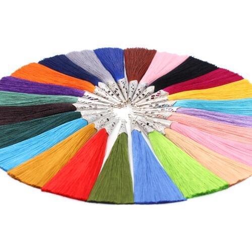 2Pcs cone alloy cap silk tassel fringe sewing bang tassel trim decorative curtain tassel for craft jewelry Gift making material