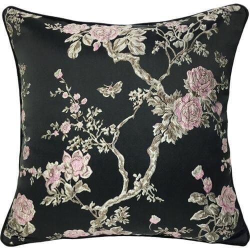 Modern European Retro Black Spray Flower Pillow Case Fashion Elegant Cushion Cover Chair for Sofa Home Decoration