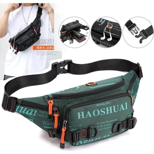 High Quality Nylon Fanny Pack Sling Chest Bum Bag for Men Waterproof Multi-purpose Travel Male Hip Belt Waist Pack Bags Running