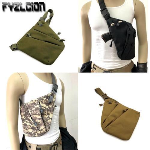 Tactics Multifunctional Concealed Tactical Storage Gun Bag Holster Mens Anti-theft Left Right Nylon Shoulder Bag Chest Bag