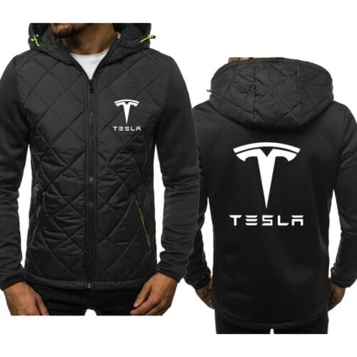 New Spring Autumn Mens Tesla Car Logo Hoodie High Quality Zipper Long Sleeve Cotton Harajuku Casual Jacket 3 Colors