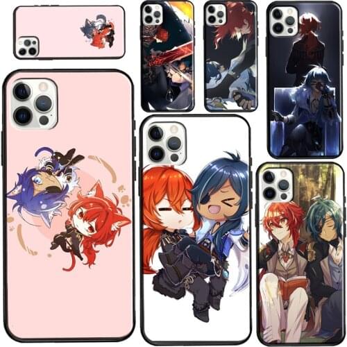 Kaeya and Diluc Genshin Impact For iPhone 12 mini 11 Pro Max Phone Case For iPhone 7 8 Plus 6S X XR XS Max SE 2020 Coque