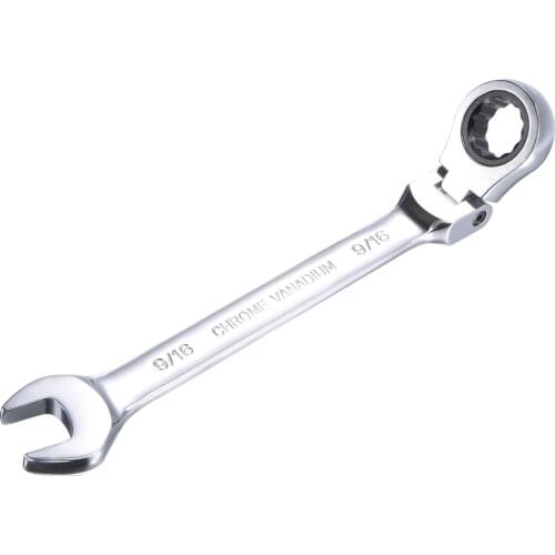 Uxcell 9/16 Inch Flex-Head Ratcheting Combination Wrench SAE 72 Teeth 12 Point Ratchet Box Ended Spanner Tools, Cr-V