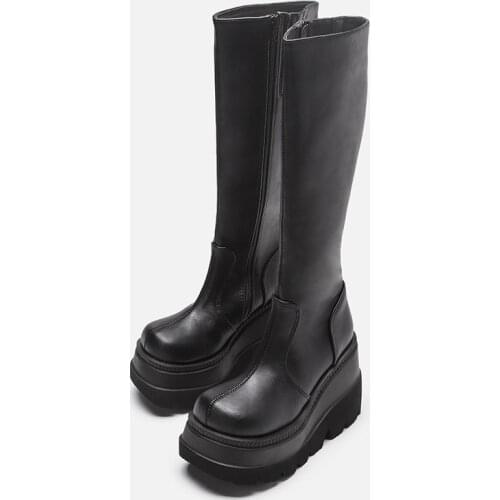 DS Women Thin High Boots Gothic Platform Punk Winter Black High Height Heels Creepers Cosplay Ladies Shoes Plus Size 41 42 43