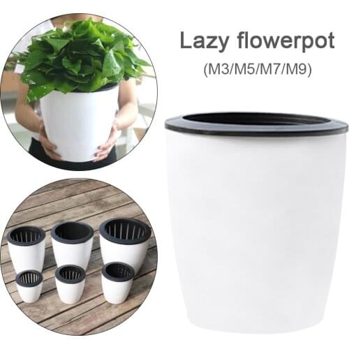1pcs White Flower Pot Automatic Water Absorption Lazy Basin Planter Pot Home Decoration Plant Vase No Watering Gardening Tool