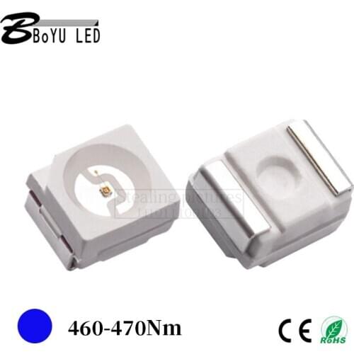 100pcs highlight 3528 smd LED3528 blue LED light-emitting diode 3528 blue lamp beads 3528 blue light 3.0-3.2v 20mA 460-470nm