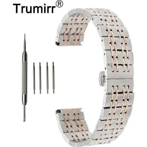18mm 20mm 22mm Stainless Steel Watch Band for Timex Weekender Expedition Butterfly Buckle Strap Wrist Belt Bracelet Black Silver