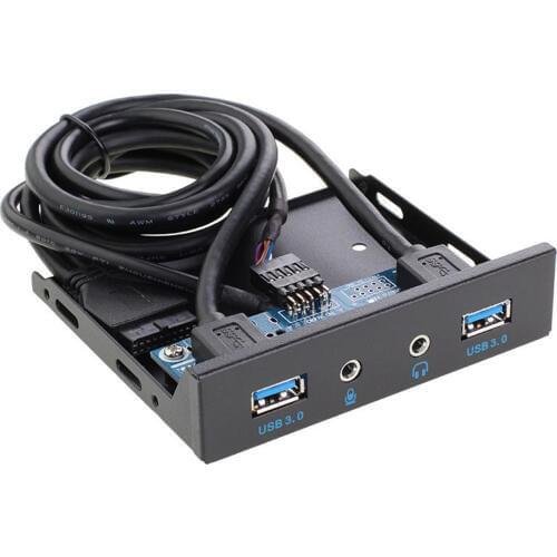 3.5'' 2 USB3.0 A Hub + HD Audio to 20Pin Header Floppy Front Drive Panel