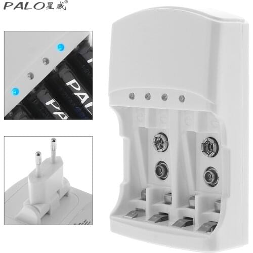 4 Slots Quick Battery Charger Over Temperature Protection for AA AAA 9v Ni-MH Ni-Cd Batteries Different Battery Mixed Charging