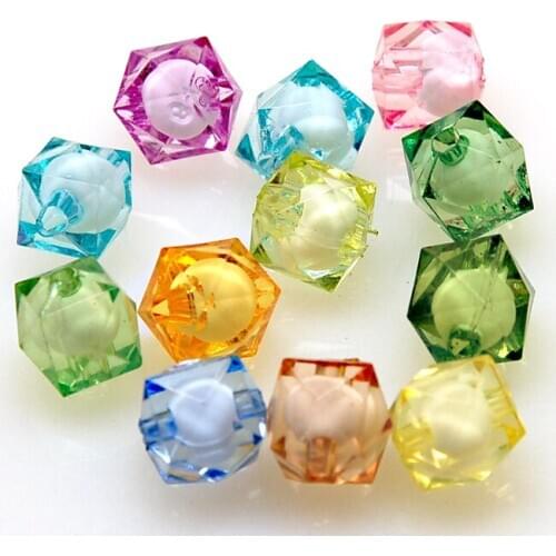 Top quality Mixed color Acrylic Beads In Beads,8x8mm square Faceted spacer beads For Necklace jewelry supplies wholesale