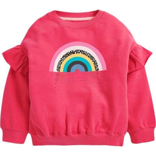 Bambino New Year 2021 Sweatshirt Pink Fleece Winter Clothes Kids Girl 2-9 Years Little Girl Rainbow Costumes Warm Clothing
