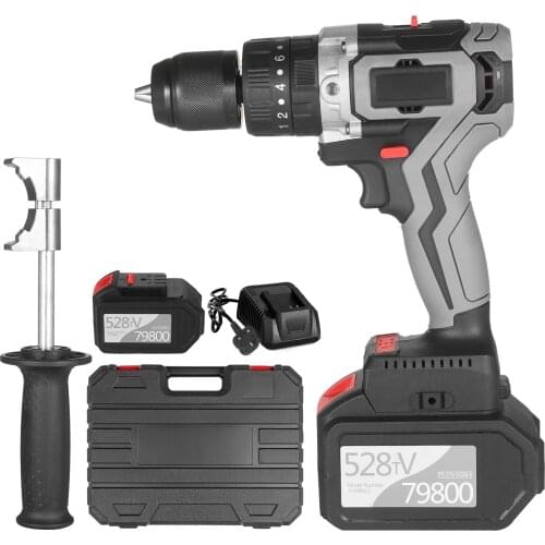 21V Cordless Drill Industrial Grade Brushless Impact Drill 1/2 Inch Metal Keyless Chuck 4000mAh 6000mAh Battery Ice Drill