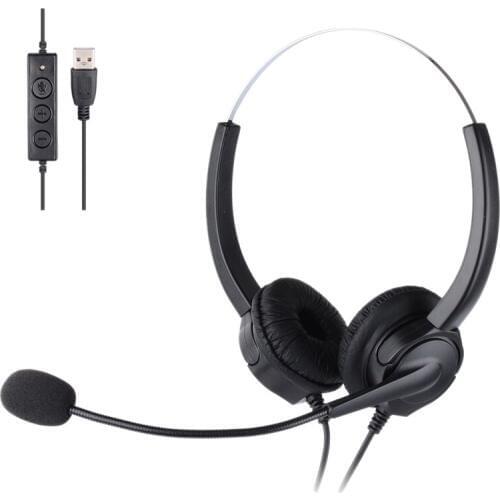 Mute Function Call Center USB Headset Noise Cancelling USB Call Center Headphone with Microphone for Skype Computer
