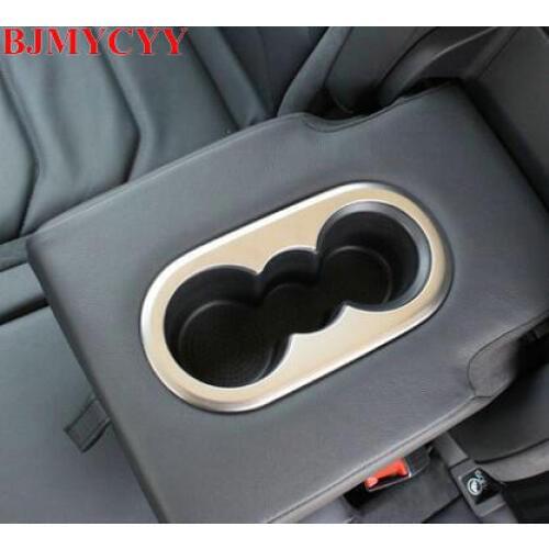 BJMYCYY 1PCS Car rear central armrest stainless steel water beverage holder decoration sequins For Volkswagen Tiguan L 2017