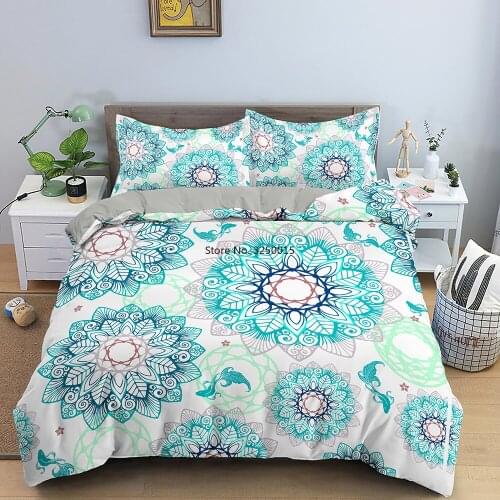 Bohemian 3d-priting Bedding Set Mandala Duvet Cover with Pillowcase Quilt Cover Queen King Winter Bedclothes Home Textile