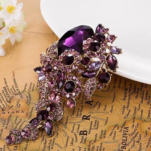 Fashion Womens Longer Rhinestone Pins And Broaches Collar Wedding Jewellery Shiny Brand Antique Gold Hijab Pins Fine Broch Men