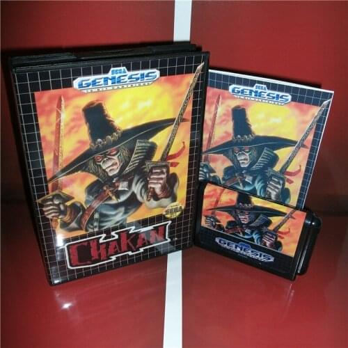 Chakan US Cover with Box and Manual For Sega Megadrive Genesis Video Game Console 16 bit MD card