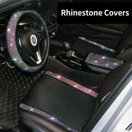 Summer Car Seat Cover Diamond Rhinestone Auto Seat Cushion Interior Accessories Universal Size Ice Silk Breathable Seats Covers